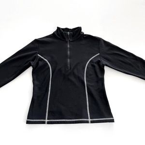 carve designs long-sleeve black contrast zip up mockneck top